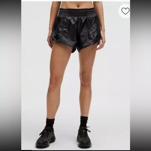 Lululemon Hotty Hot High Rise Lined Shorts Matte Sheen Black